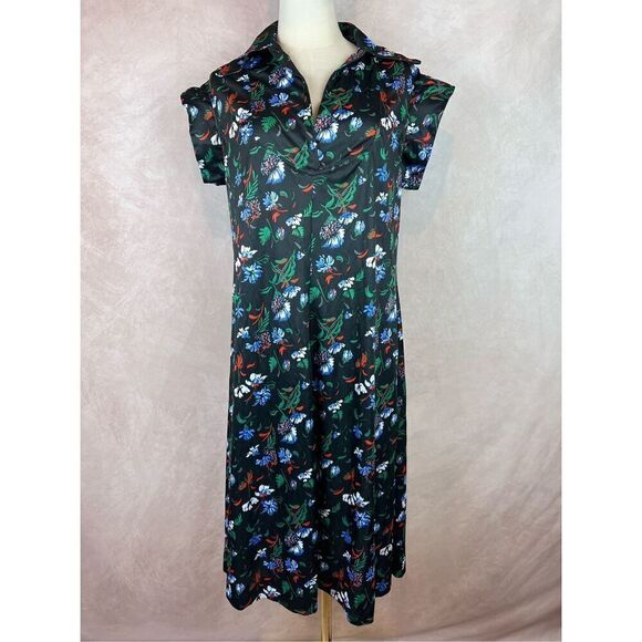 Vintage 1970s Mod Floral Dress with Dagger Collar - Picture 1 of 8